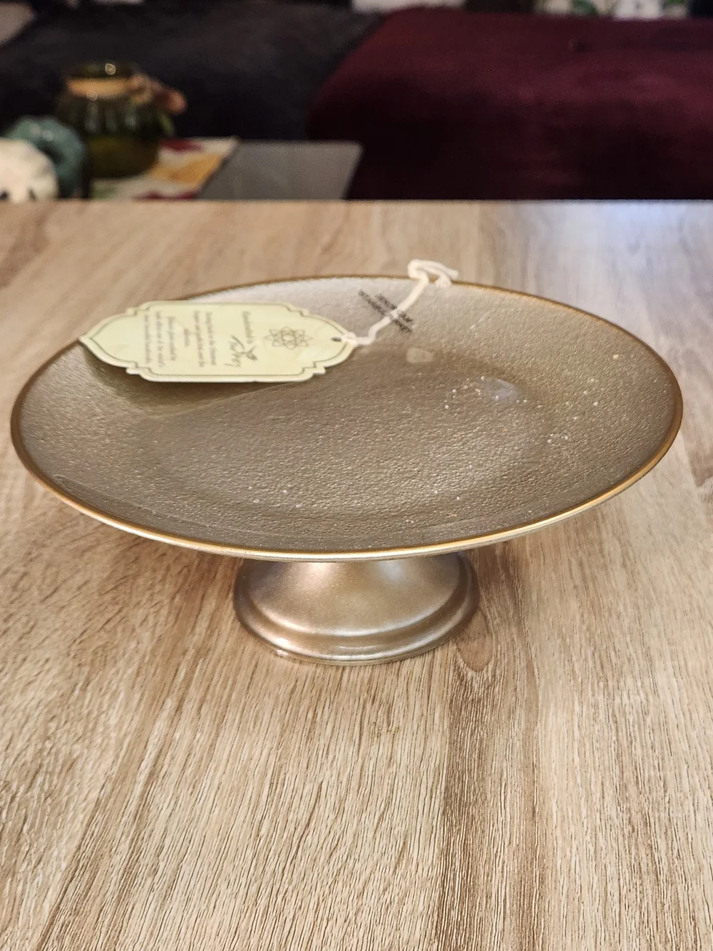 Elegant Gold Glass Pedestal Cake Stand - Home Dining 8 In